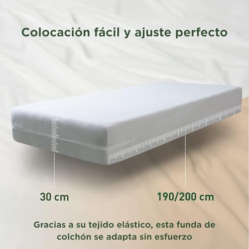Protector de colchón con cremallera SAVEL funda algodón elástica cama 150 5