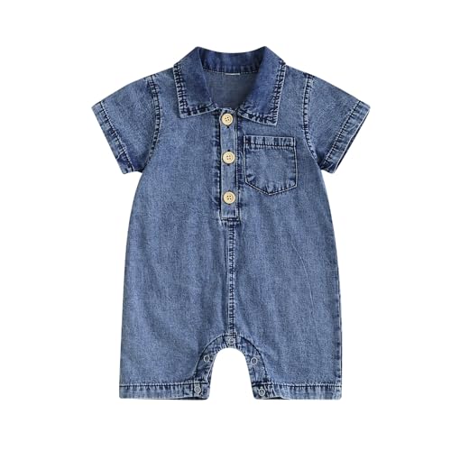Image of BemeyourBBs Newborn Baby Boy Summer Clothes Short Sleeve Dress Shirt Romper Button Jumpsuit Gentleman One Piece Outfit