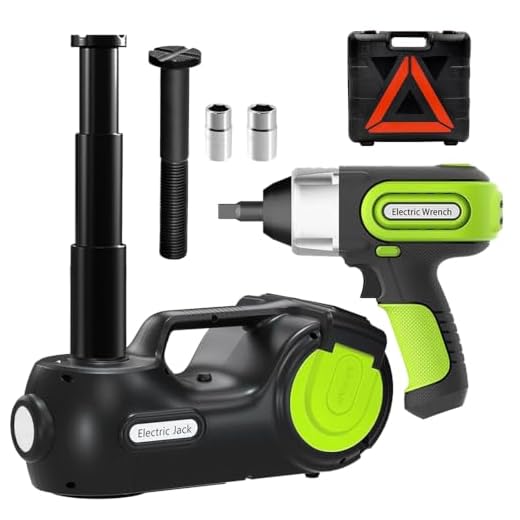 E-HEELP Electric Car Jack Kit 5Ton 12V Car Jack Hydraulic (Lifting Range: 6.1-20.86 inch) with Impact Wrench & Inflator for Car SUV Sedan MPV with LCD & Tire Pressure Display