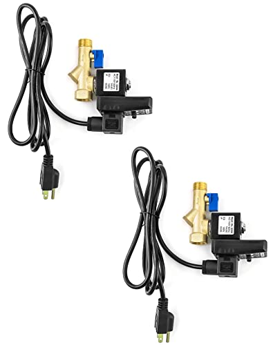 QWORK Electronic Drain Valve 2 Packs AC 110V 1/2 Integrated Automatic Timed Tank Drain for Compressed Air