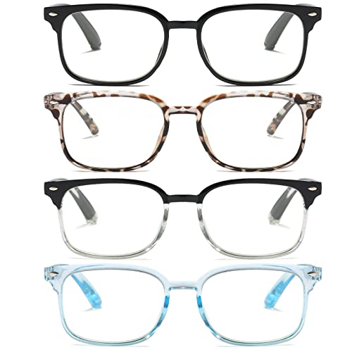 MMOWW Anti-blaue Lesebrille 4 stueck Federscharnier Computerbrille Lesehilfe für Damen Herren +2,0 Cover