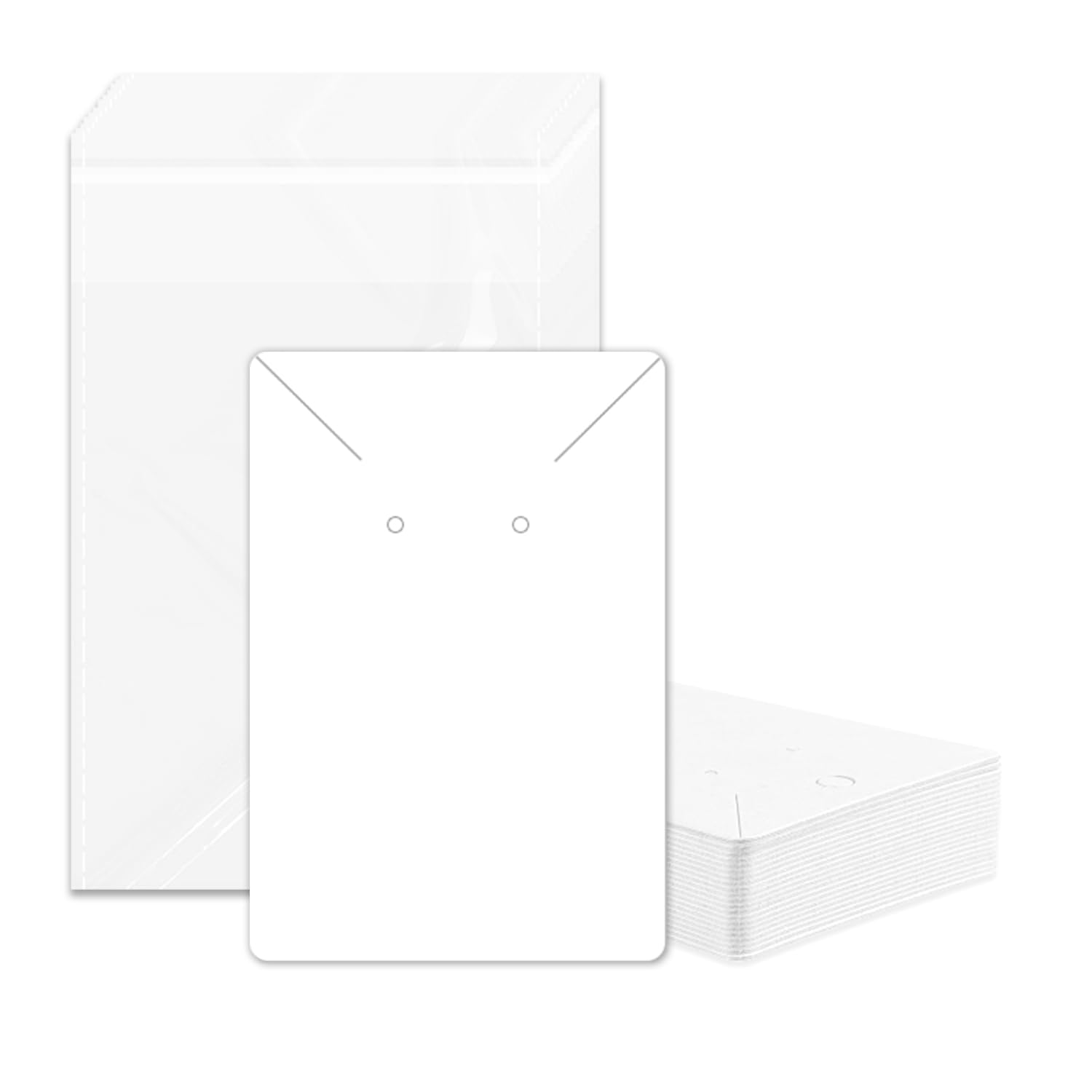 Rumyve White Earrings Display Card,50 Pcs Of Jewelry Set Display Card,Diy Jewelry Accessories Card Necklace Earrings Bracelet Display(White)
