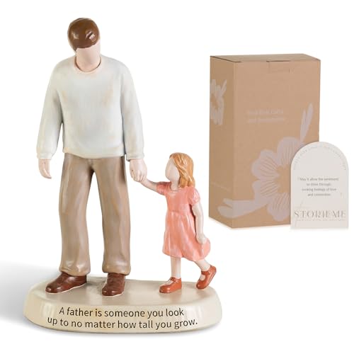 Storieme Dad Gifts for Birthday from Daughter: Sentimental Dad Daughter Hand in Hand Resin Figurine for Father's Day Christmas Home Decor