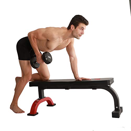 YESJOY Flat Weight Bench- 600 lbs Capacity Home Gym Workout Bench for Weight Training and Abs Exercises (Extra Thick Back Cushion pad)