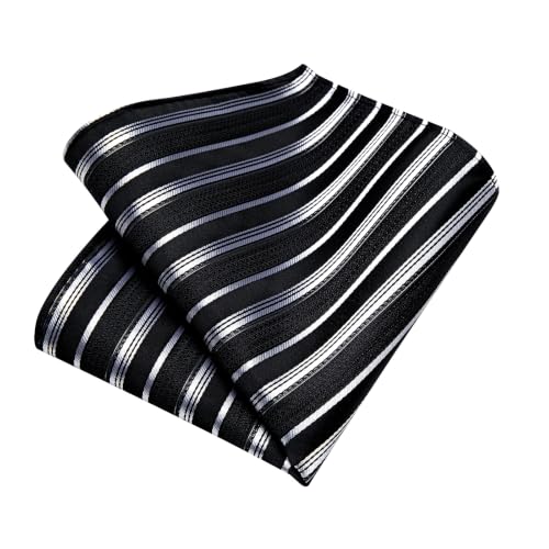 Image of DiBanGu Mens Silk Tie Formal Striped Necktie and Pocket Square