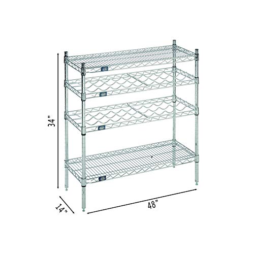 Nexel Chrome Wine Display Unit, Wood Top, 48"W x 14"D x 34"H, 4 Tier miniatura 2