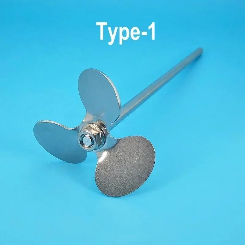 Stainless Steel 30° Three Leaf & Cross Leaf Stirring Paddle Spiral Impeller Blade Set for Laboratory Electric Mixers(60x8x300mm Type-1)
