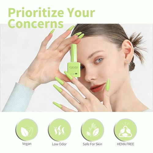 Image of CANNI Lime Green Gel Nail Polish, 1Pcs Light Pastel Green Sage Gel Polish Mint Color Soak Off U V Nail Manicure Salon DIY at Home