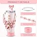 Stanley Cup Accessories Set,Bow Straw Cover, Water Bottle Handle Strap, Siliocne Cup Boot, Pearl Charms, Straw Topper for 40oz & 30oz Stanley Tumbler for Women (Pink)