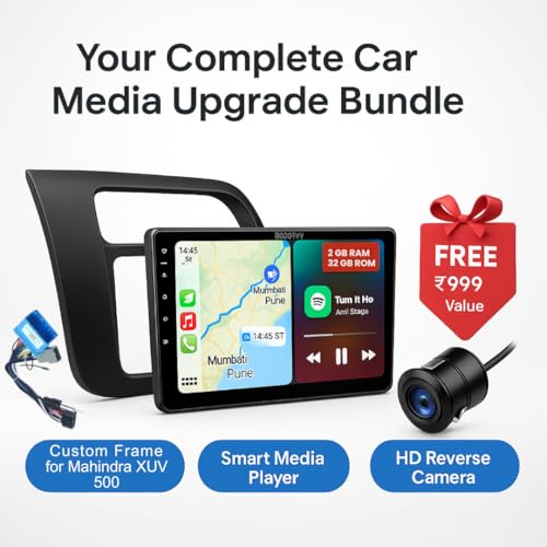 Image of Mahindra XUV 500 Original QLED 9 inch Zlink Car Android Stereo | OS 13 | 2GB+32GB | Display Support Car Play & Android Auto | incl. AHD Rear Camera & Frame with -1 Year Warranty