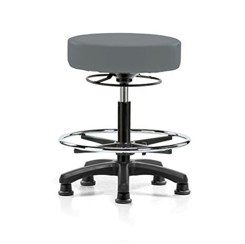 Image of Perch Stationary Life Height Adjustable Stool with Foot Ring | Medium Bench Height 20.5-28 inch | Cinder Fabric