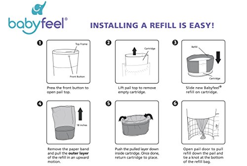 Babyfeel Refills Compatible With Dekor Classic Diaper Pails | 8 Pack | Exclusive 30% Extra Thickness | Diaper Pail Refills With Powerful Odor Elimination | Powder Scent | Holds Up To 3960 Diapers #TOP3