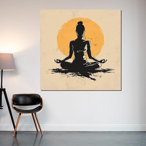 Tableau sur toile méditation yoga impression moderne 70x70 cm
