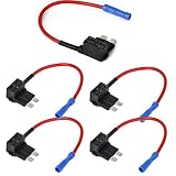 Qiorange 12V 24V Standard Add A Circuit Fuse Tap Piggy Back Blade Holder Plug Socket Car (5-Pack)