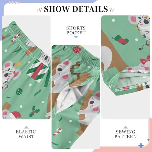 Merry Christmas Koala Boys Long Pants Soft Trousers Elastic Waist Kids Lounge Bottoms with Pockets S-XL4