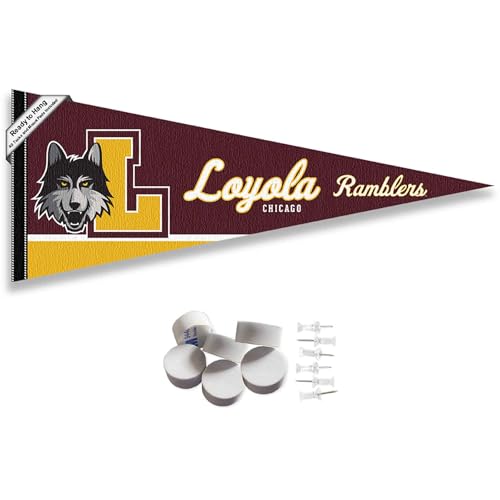 College Flags & Banners Co. Loyola Chicago Ramblers Pennant Flag and Wall Tack Mount Pads