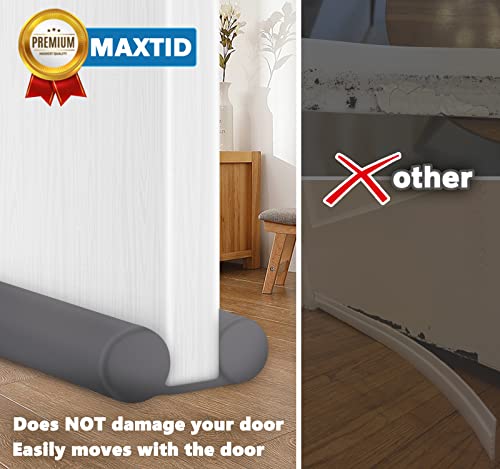 Image of MAXTID Bottom Door Draft Stopper 38 inches - Grey Adjustable Insulation Sound Proof Door Draft Blocker for Noise Light Smell Bugs Stopper