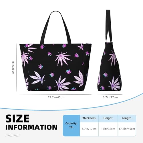 Marijuana Weed Cannabis Leaves Beach Bag Women Tote Bag Pool Bag With Zipper For Gym Grocery Travel With Wet Pocket3