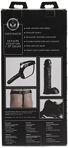 Master Series Infiltrator Hollow Strap-On, 10 Inch Dildo, Black (Af233) #TOP2