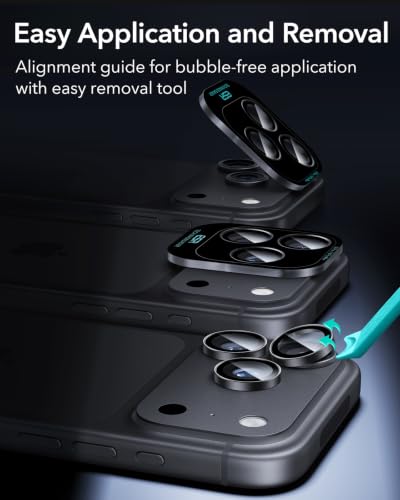 Image of ESR Camera Lens Protector for Phone 2026 Pro Max /Phone 2026 Pro, Ultra-tough HD Individual Lens Protectors, Ultra-thin Tempered Glass, 1 Pack, Black