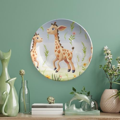 Plato decorativo de porcelana con diseño jirafa 6 pulgadas miniatura 5