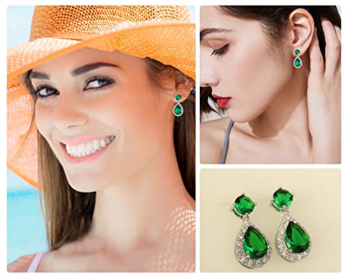 VONSSY Drop Dangle Earrings | Gemstones Waterdrop Teardrop White Gold Plated Crystal Hanging Cubic Zirconia Hypoallergenic Earrings | Stylish Jewelry Gift for Mother Daughter Wife4