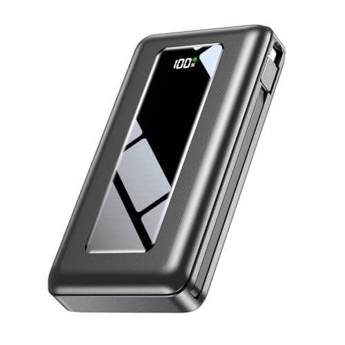 JKELAR Portable Charger, 50000mAh Travel Camping Essential Power Bank with Built-in Cables, PD 22.5W Fast Charging, Large Capacity Portable Phone Charger for iPhone, Samsung, Matte Black
