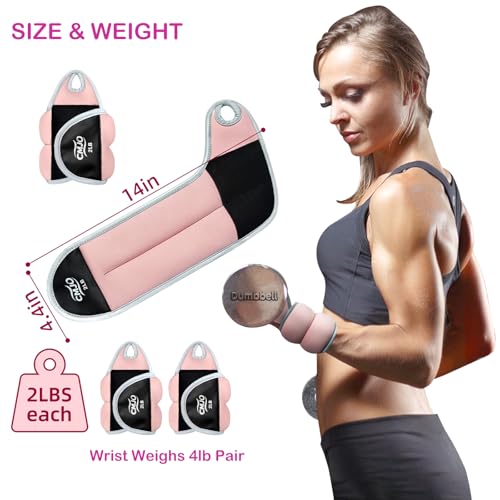 Image of Wrist Weights for Women, Arm Weights with Thumb Loops Lock for Running Walking Yoga - 0.5lb*2, 1lb*2, 2lbs*2 Set
