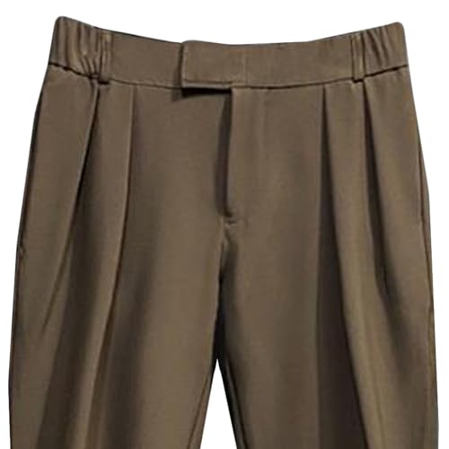 Men's Loose Fitting Solid Colored Dress Pants Harem Stylish Suit Pants Ankle Cuffed Casual Work Pants2