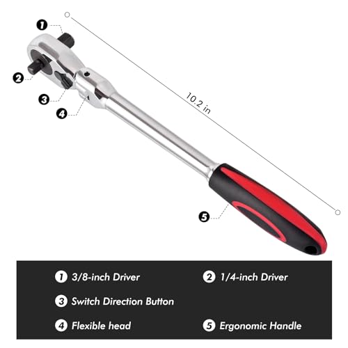 Wanlvkang Dual 3/8 And 1/4 Drive Flex Head Ratchet thumb #1