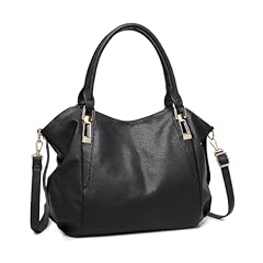 Idea Regalo - Miss Lulu Borsa Nero Donna Grande con Tracolla Regolabile, Tote Bag Impermeabile Pelle PU, per Lavoro, Scuola, Università e Viaggio