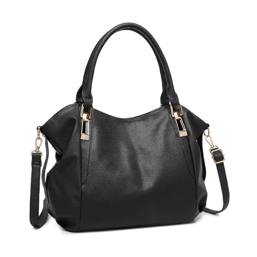 Miss Lulu Borsa Nero Donna Grande con Tracolla Regolabile, Tote Bag Impermeabile Pelle PU, per Lavoro, Scuola, Università e Viaggio
