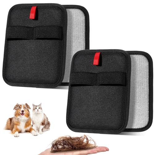 Image of Didaey 2pcs Pet Hair Removal Glove Electrostatic Reusable Remover for Cat Dog Cloth Couch Furniture Carpet Car Seat Cat Grooming Animal Fur Removel Tool(Red,Rectangle)