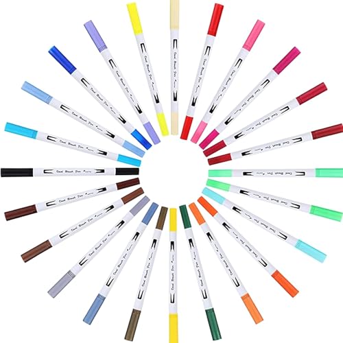 Kit Canetinhas Marcadoras de Ponta Dupla para Livros de Colorir, Conjunto de Canetas Marcador Brush