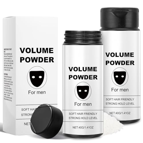 Polvos Texturizantes Pelo Hombre, 2 Piezas de Polvos Volumen Pelo Hombre, Fijación Duradera, Control Grasa, Instant Textura y Volumen con Acabado Mate, Fácil De Aplicar, Fórmula Vegana