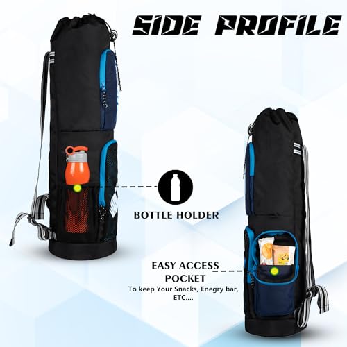 Image of WHACKK Mudra Unisex Yoga Aerobics Gym Mat Bags Air Ventilated Pocket for Shoes, Front & Top Open, Carry Way with 3-Way Options i.e. Backpack, Holdall or with a Loop (Navy)