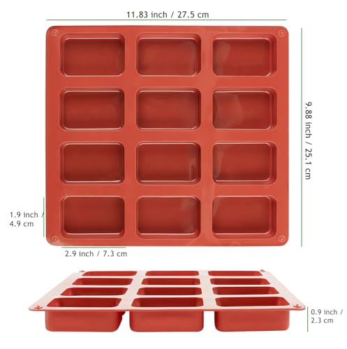 JOERSH Silicone Mini Loaf pan-(2PCS) 12 Cavities Mini Bread Pan, Non-stick Silicone Baking Molds for Bread, Cake, Cornbread, Brownie, Mini Sized Cheesecake - Thumbnail 2