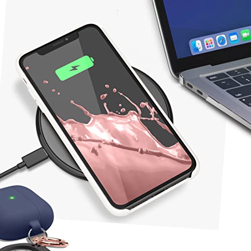 Image of VONZEE Microfiber Logo Cut Compatible for iPhone 11 Case Liquid Silicone Cases Non-Slip Full Body 4 Layer Protectives Shockproof Back with High Raised Camera Lips White