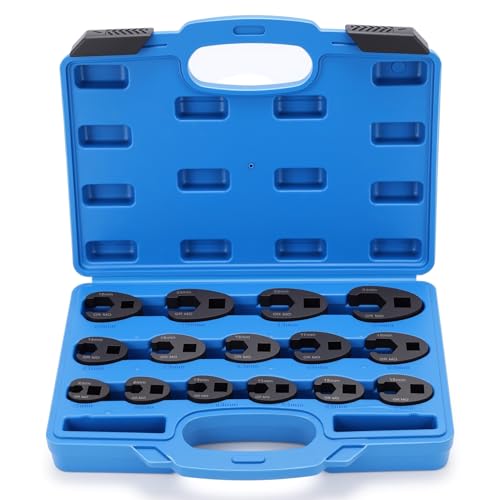 15 PCS Crowfoot Ensemble de Clés, Ensemble de Clé à Fourche à Emmancher 1/2