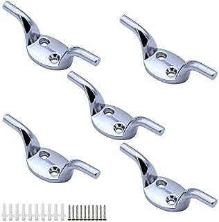 LumenTY 5 Packs Cleat Hook Curtain Cleat Hook Blind Cord Hook with Screws  Chrome