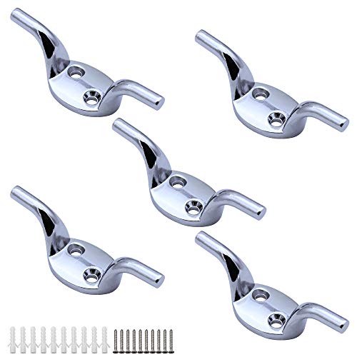 Preisvergleich Produktbild LumenTY (5pcs) Keil Haken Fahnenstange Gardinenstollenhaken Blindschnurhaken mit Schrauben Verchromung