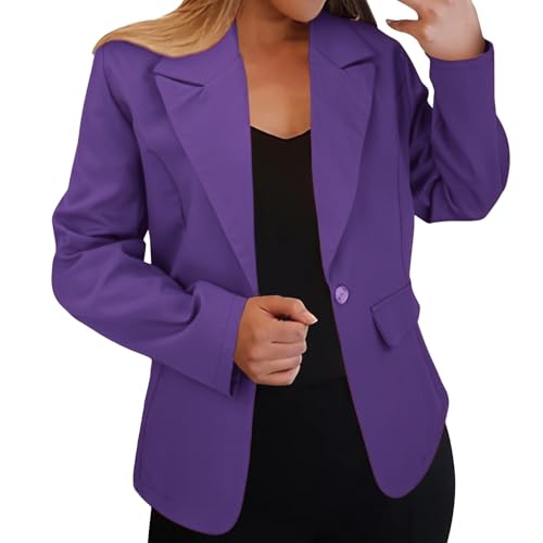 Richymfa Blazer für Damen, elegant, schwarz, Damenjacke, Blazer, kurvy, Slim Fit, Business-Kleid, Revers, einfarbig, Arbeitskleid, Winter, elegant,...