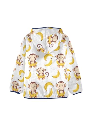 Cute Monkey Banana Girls Fleece Jacket Girls Fall Jacket Boys Coats Zip Up Hoodie Children Sherpa Warm Outerwear 2-10T2