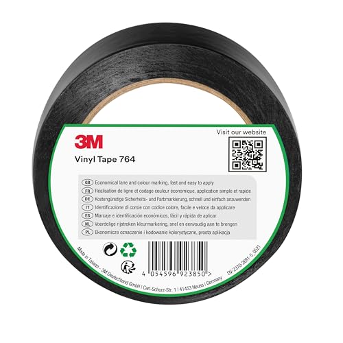 3M Cinta de Vinilo 764, Negra, 50 mm x 33 m