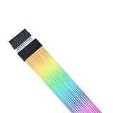 Lian Li Strimer Wireless 24-Pin RGB Motherboard Power Extension Cable with Wireless Controller, 2.4GHz Wireless Lighting Control, 315mm (12.4 in) 12 Light Guides, Controller (Included) (PW24-1W-T)