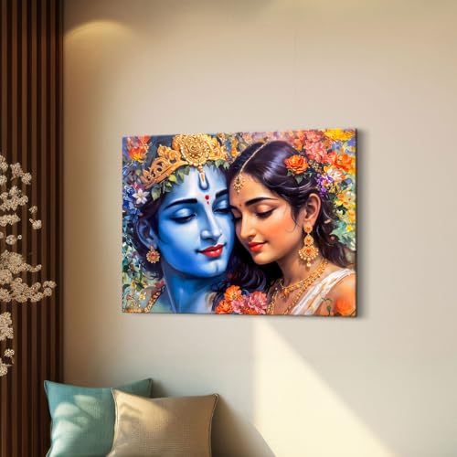 Image of ArtX Canvas Radha Krishna Wall Painting, Big Size Wall Art Painting For Living Room, Bedroom, Multicolor, Abstract, 58.0 X 45.0 cm, Set of 1