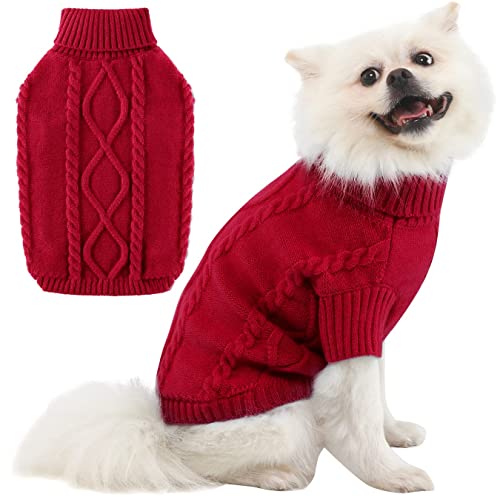 Strickpullover Für Hunde – Warme Rollkragen-Pullis Für Kleine & Mittlere Hunde – Kariert, Weich, Für Herbst & Winter