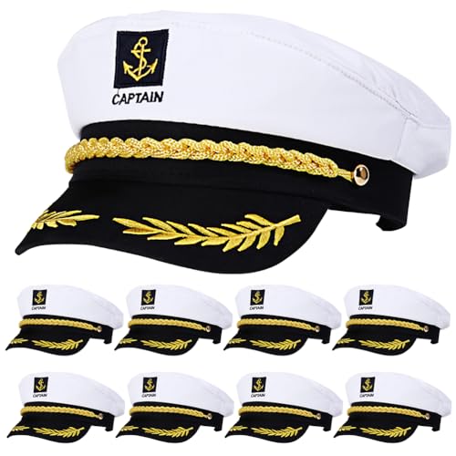 Chapeaux de capitaine blanc en coton Gatuida | Lot de 20 casquettes pour soirée costumée