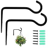 2 Pack Metal Wrought Iron Wall Hook Hanging Plant Bracket,Garden Balcony DIY Flower Basket Straight...