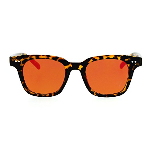 JuicyOrange Mirrored Flat Lens Sunglasses Square Horn Rimmed Retro Trendy Shades UV4002